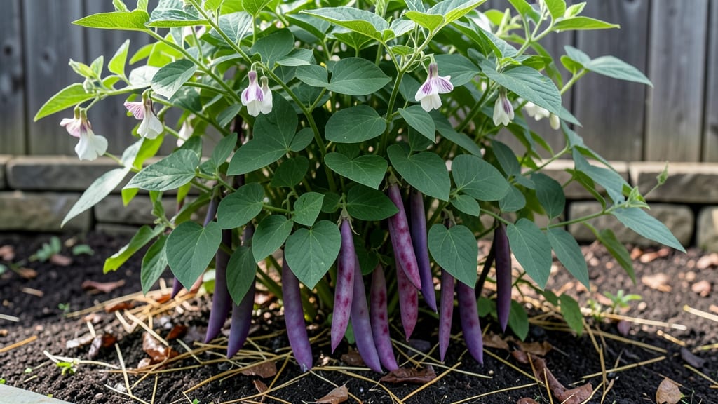 Purple Pod Pole Beans: Vibrant Vines and Compact Trellis Growth