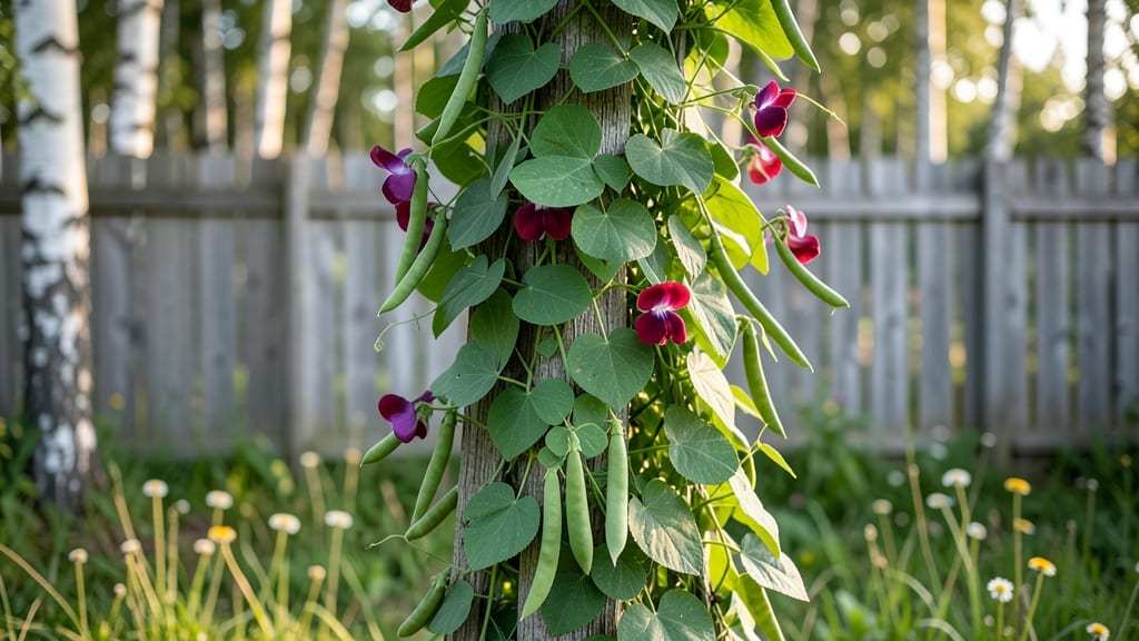 Purple Flower Bean Vine: Vivid Blooms and Edible Pods in 90 Days