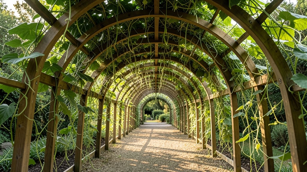 Arched Trellis Over Garden Pathways